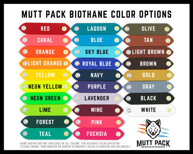 BioThane Color Options by Mutt Pack Outfitters