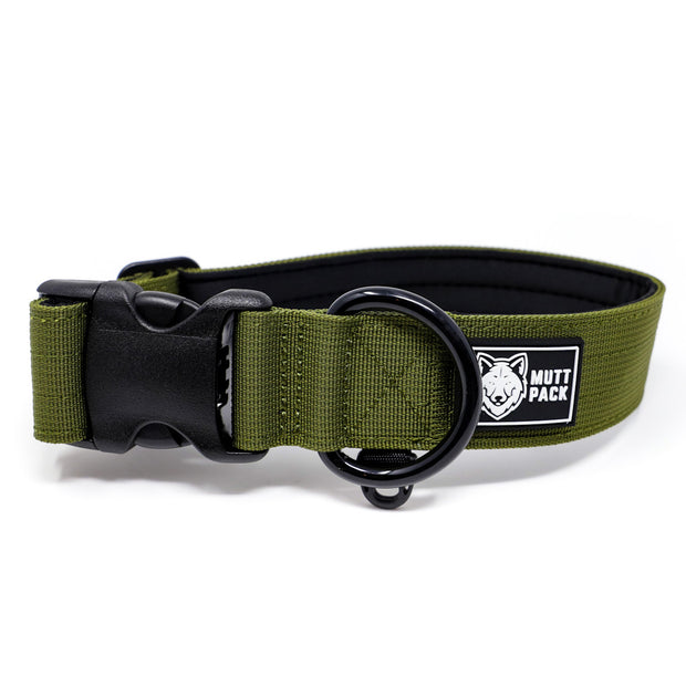 Olive 1.5" Premium Collar by Mutt Pack