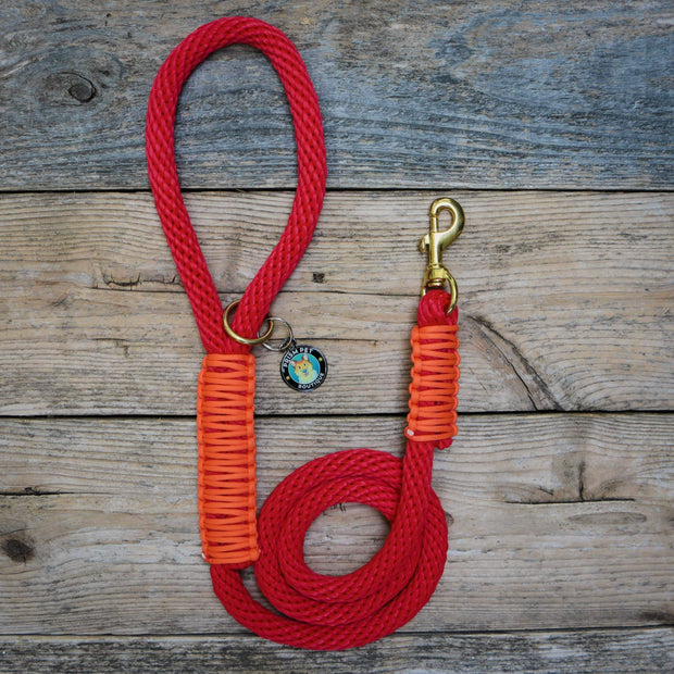 Red Nova Rope Leash Dog Leash - Mutt Pack Outfitters 